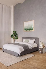 Letto matrimoniale imbottito grigio con contenitore e rete inclusi 160x200 cm Myra Slim Line – Bonami Selection