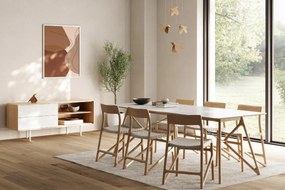 Sedia da pranzo in legno massiccio di quercia con seduta bianca Fawn - Gazzda