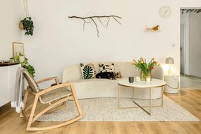 Cassettiera bassa in rovere decorata in bianco e naturale 165x78 cm Arista - Teulat