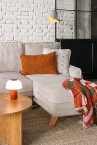 Divano angolare beige allungabile (con penisola a sinistra/a forma di "U") con rivestimento in velluto a coste Tori – Bonami Selection