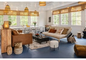 Poggiapiedi color crema con rivestimento in bouclé Alford – House Nordic