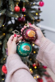 Pallina di Natale in vetro fatta a mano ø 8 cm Woodland Fox – Sass &amp; Belle