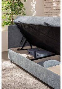 Letto singolo imbottito blu con contenitore con materasso incluso 90x200 cm Avela – Bonami Selection