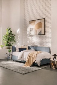 Letto singolo imbottito blu con contenitore con materasso incluso 120x200 cm Avela – Bonami Selection