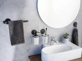 Dispenser di sapone in vetro nero opaco autoportante 150 ml Bivio - Wenko