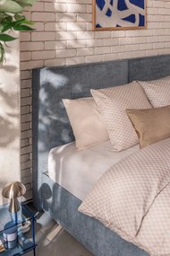 Letto matrimoniale imbottito blu con contenitore con rete inclusa 180x200 cm Thessa Bold – Bonami Selection