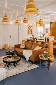 Poggiapiedi color crema con rivestimento in bouclé Alford – House Nordic