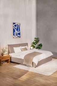 Letto matrimoniale imbottito grigio tortora con contenitore e rete inclusi 180x200 cm Myra Pillow – Bonami Selection