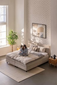 Biancheria da letto matrimoniale grigio e beige in cotone Renforcé con un lenzuolo 4 pezzi 200x220 cm - Mila Home