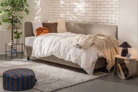 Letto singolo imbottito grigio tortora con contenitore con materasso incluso 90x200 cm Avela – Bonami Selection