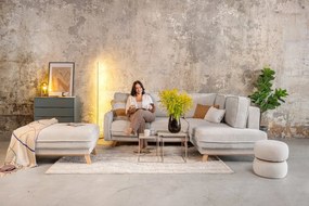 Poggiapiedi beige con rivestimento in velluto a coste Tori – Bonami Selection