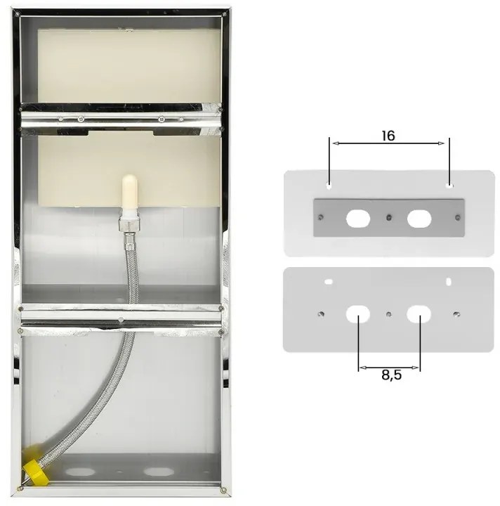 Soffione doccia a sbalzo 22x50 cm cromato in acciaio inox