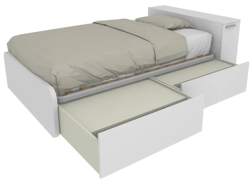 864CK - Letto cameretta 120x190  singolo con elemento contenitore in testata e cassettoni scorrevoli