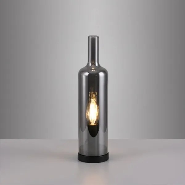 JUST LIGHT. 14006-25 - Lampada da tavolo BOTTLE 1xE14/25W/230V nero/vetro fumé