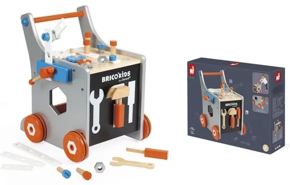 Janod - Passeggino in legno con attrezzi BRICOKIDS