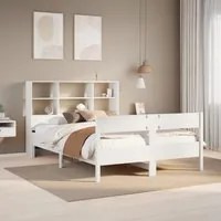 Letto Libreria senza Materasso Bianco 150x200 cm Legno di Pino 3322985