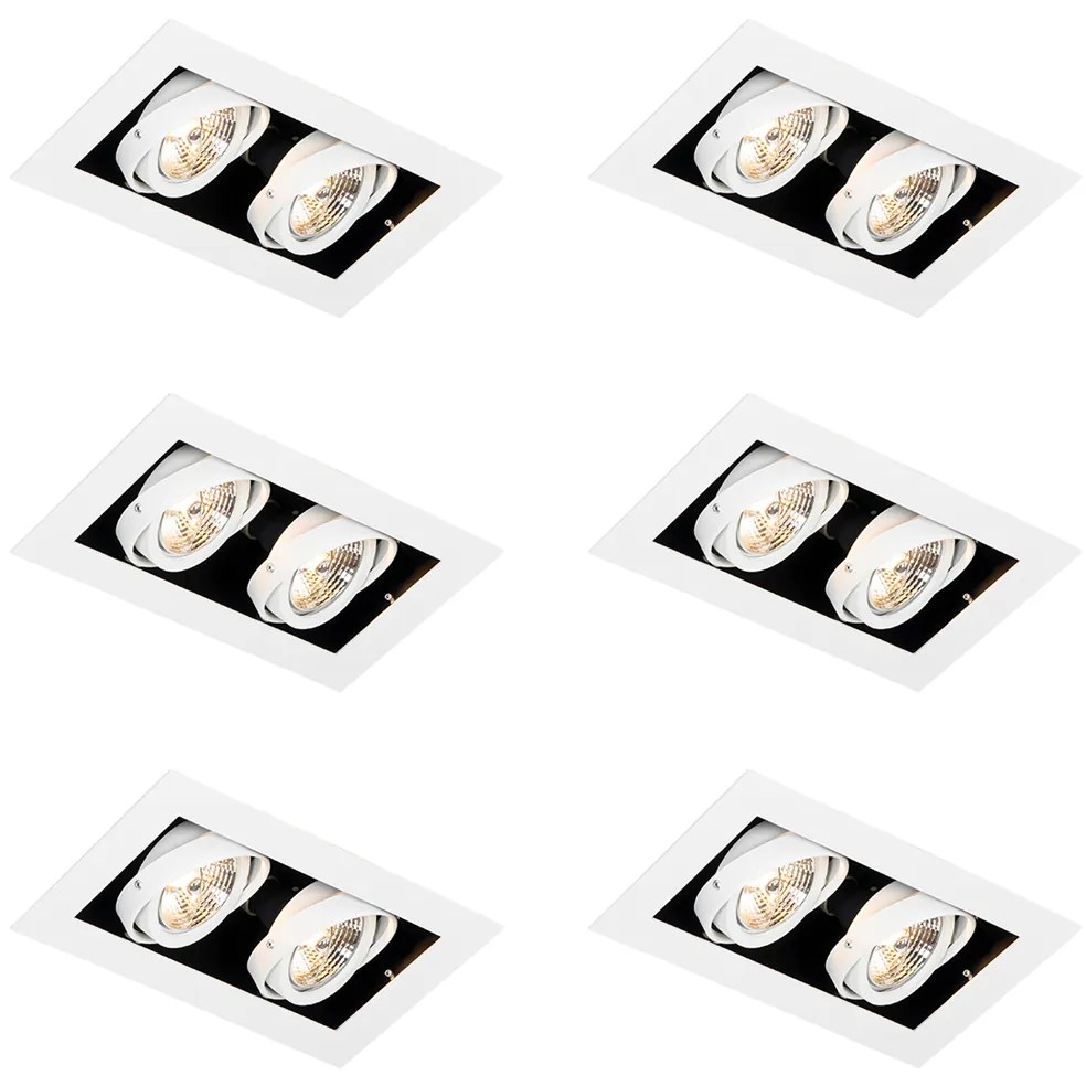 Set di 6 Faretti da incasso moderni bianchi doppio orientabile - Oneon 70