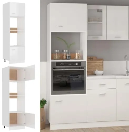 Armadio per Microonde Bianco Lucido 60x57x207 cm in Truciolato