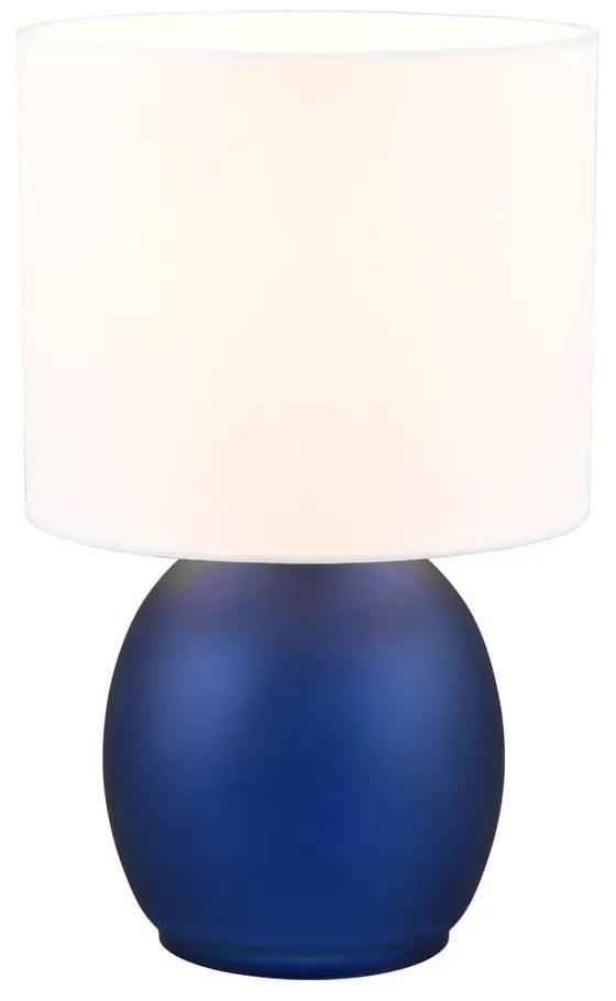 Lampada da tavolo bianca e blu con paralume in tessuto (altezza 29 cm) Vela - Trio