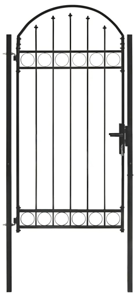 Cancello Per Recinzione Ad Arco İn Acciaio 100x250 Cm Nero /