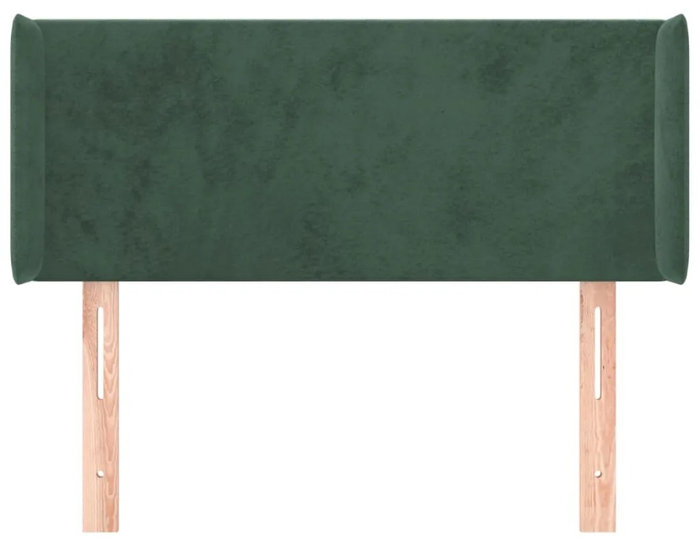 Testiera ad orecchio verde scuro 83x16x78/88 cm in velluto