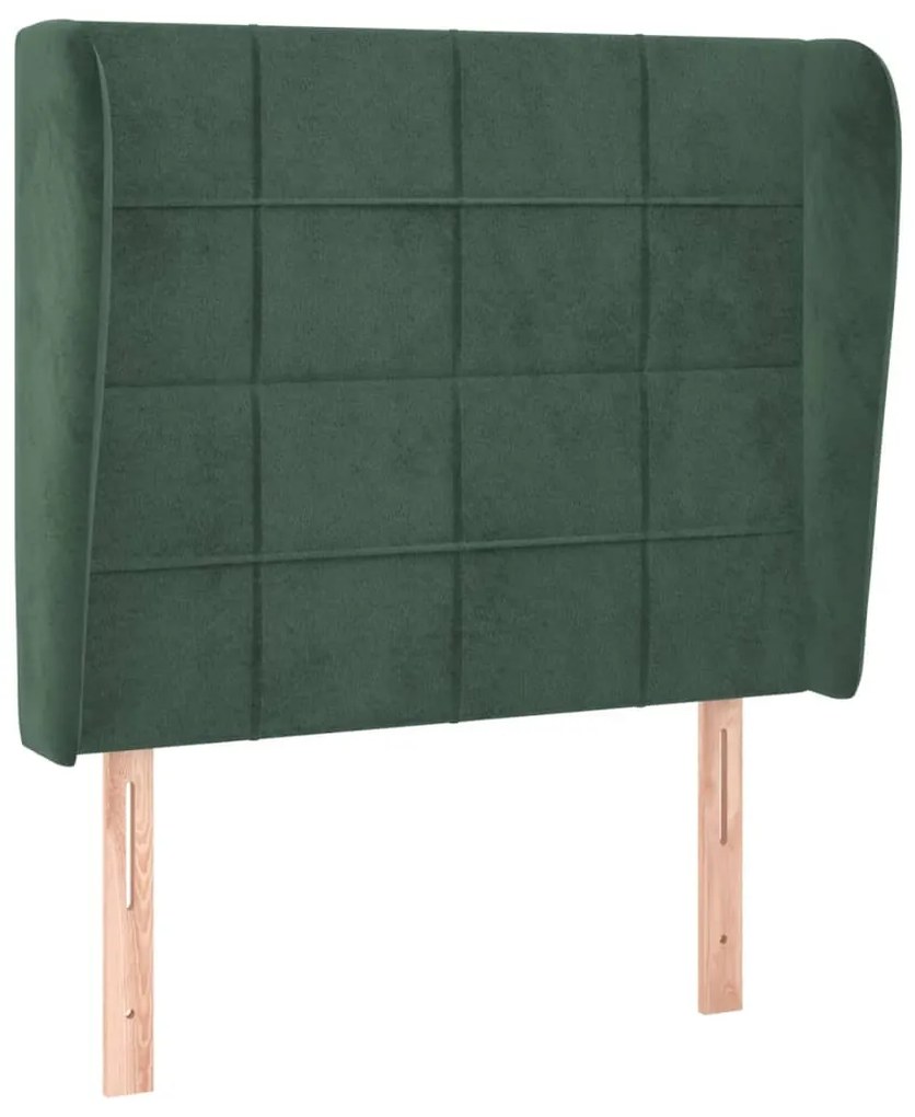 Testiera ad orecchio verde scuro 93x23x118/128 cm in velluto