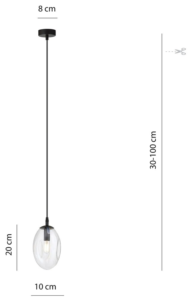 Sospensione Minimal 1 Luce Astral Acciaio Nero E Vetro Trasparente