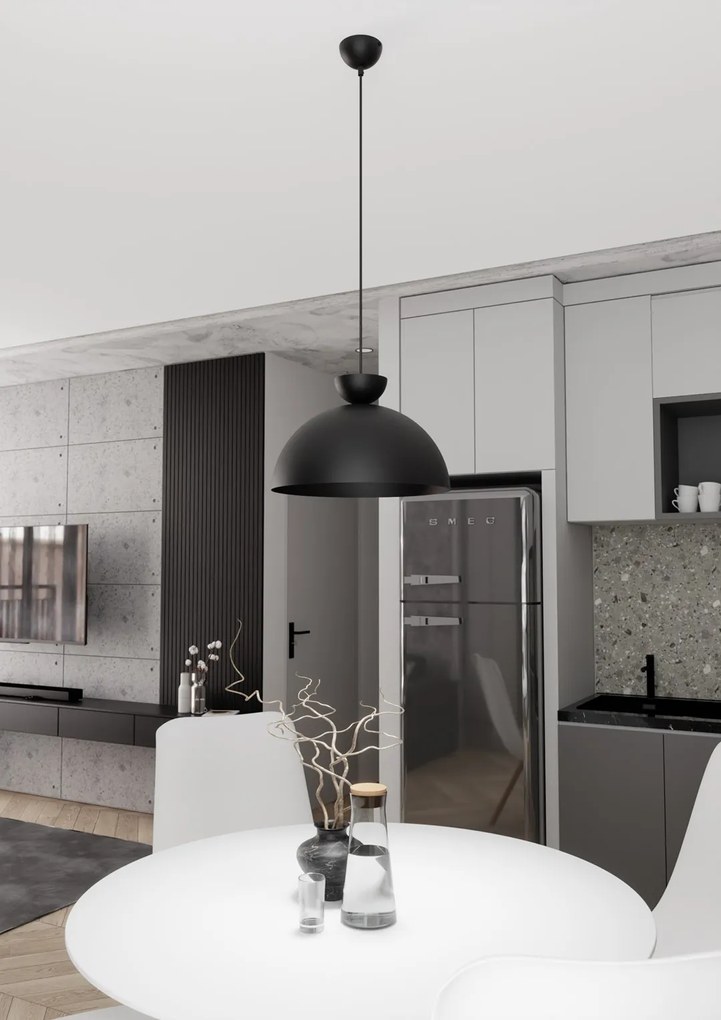 Lampadario Minimal Efesto Acciaio Nero 1 Luce Gx53