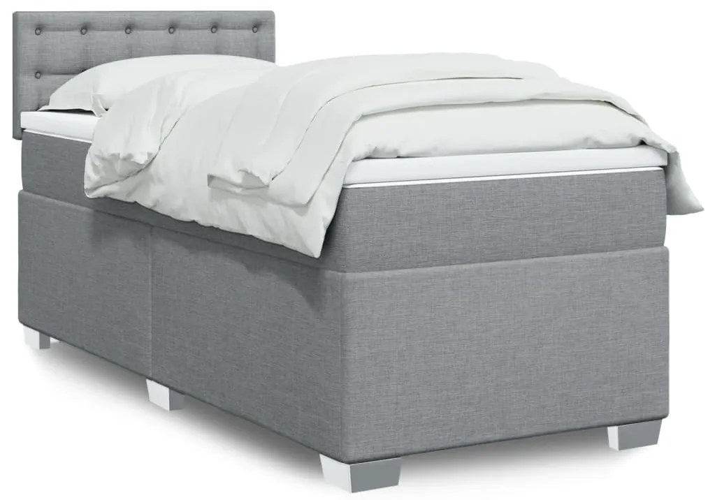 Giroletto A Molle Con Materasso Grigio Chiaro 80x200 Cm Tessuto /