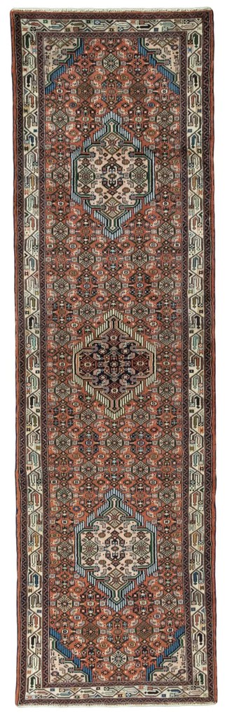 Hamedan Tappeto 90 x 300 Rosso (Iran) Annodato A Mano