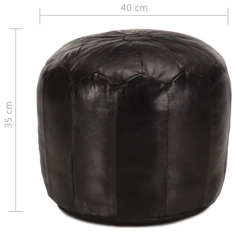 Pouf nero 40x35 cm in vera pelle di capra