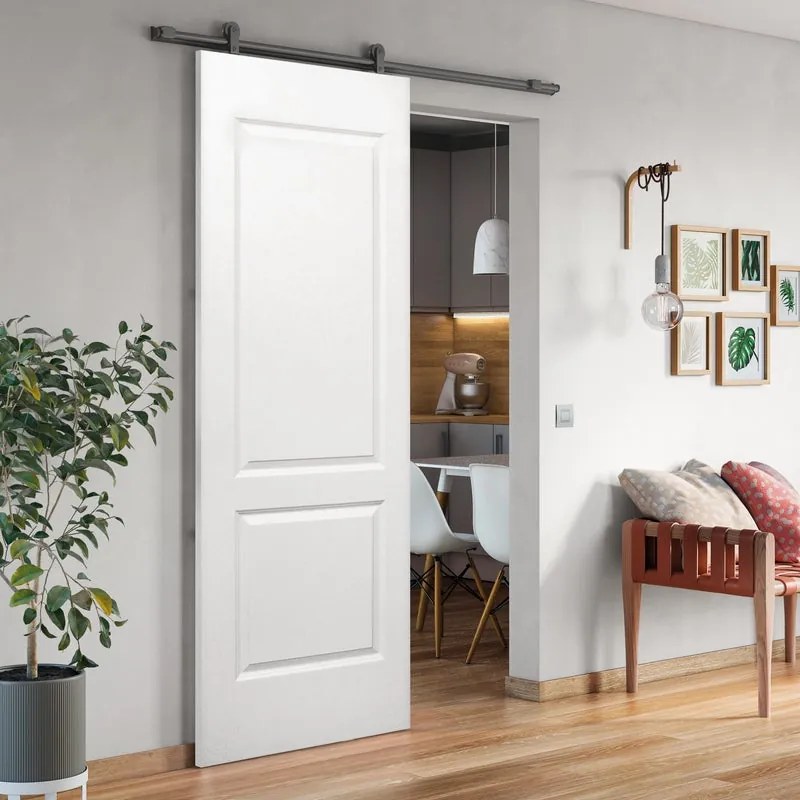 Porta scorrevole Miami in alluminio bianco, L 93 x H 212 cm, con binario Loft Reversibile