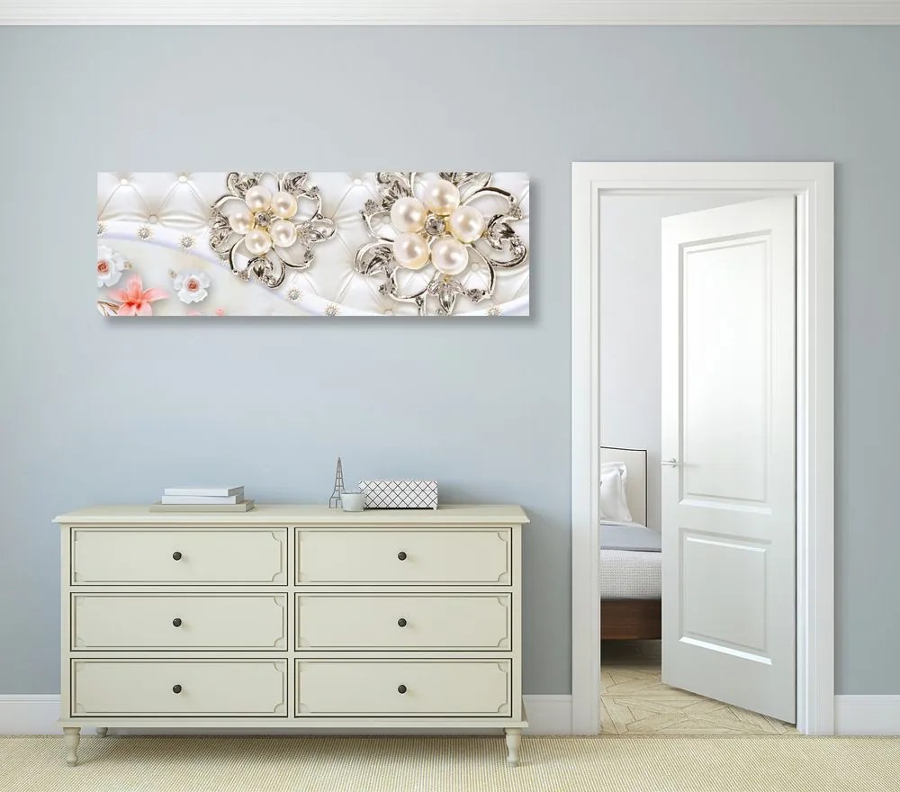 Quadro su tela – Gioielli con motivo floreale
