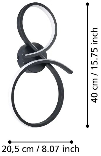 Eglo 901268 - Applique a LED SERPINS LED/11,4W/230V 3000K nero