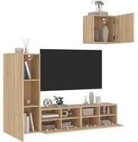 Mobili TV a Muro 4pz Rovere Sonoma in Legno Multistratocod mxl 86247