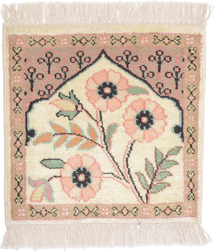 Cashmere Silk Tappeto 30 x 30 (Indian) Annodato A Mano