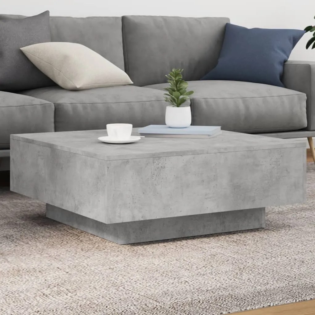 Tavolino Salotto Grigio Cemento 80x80x31 Cm Legno Multistrato /