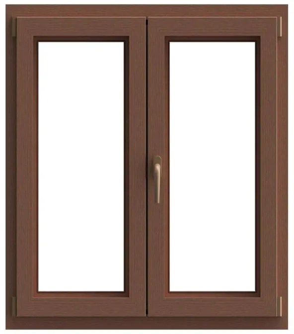 Finestra in PVC rovere dorato L 120 x H 140 cm, 2 ante apertura a destra