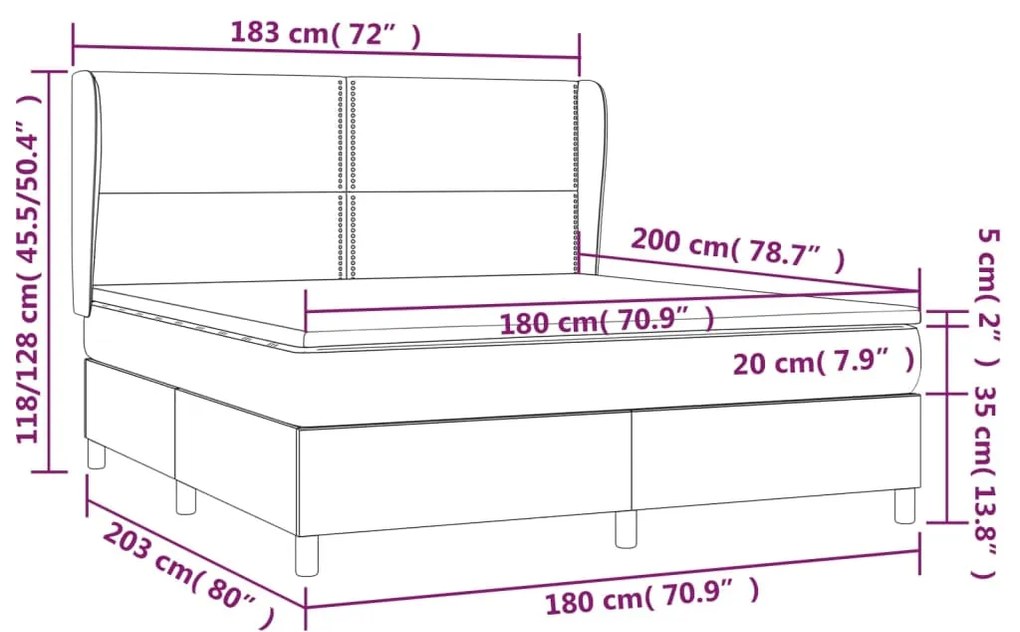 Giroletto a Molle con Materasso Cappuccino 180x200cm Similpelle