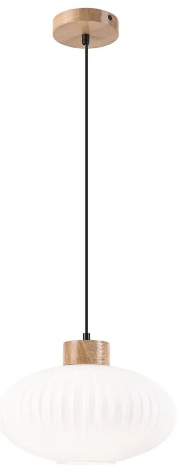 Lampadario a sospensione con filo HARMONY 1xE27/15W/230V diametro 30 cm bianco/quercia