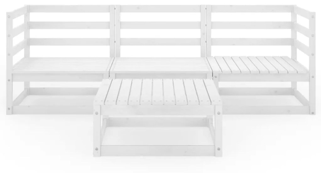 Set Divani da Giardino 4 pz Bianco in Legno Massello di Pino