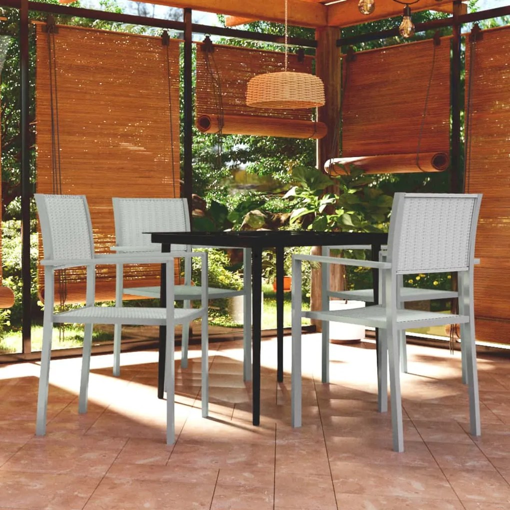 Set mobili da pranzo per giardino 5 pz bianco