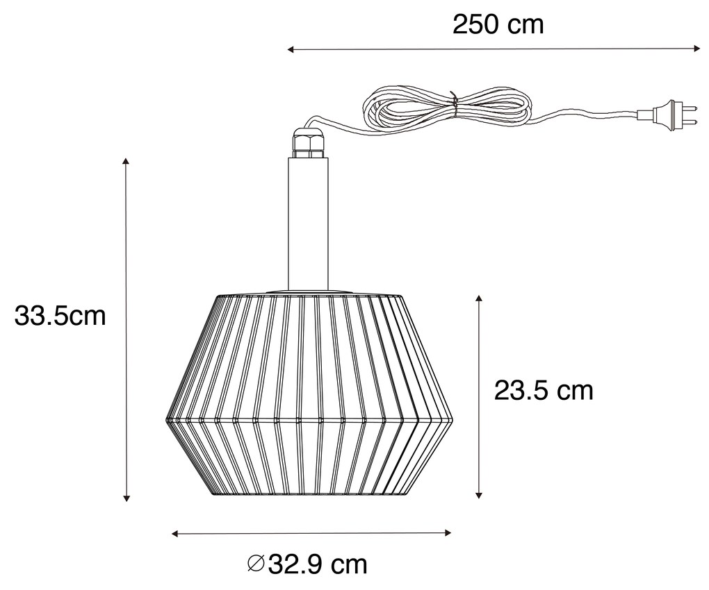 Lampada a sospensione da esterno moderna nera con paralume bianco 33 cm IP44 - Robbert