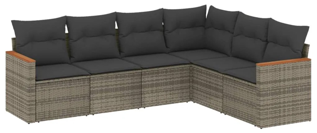 Set divano da giardino 6 pz con cuscini grigio in polyrattan