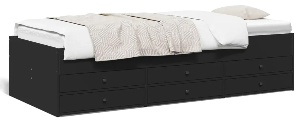 Divano Letto Con Cassetti Senza Materasso Nero 90x190 Cm /