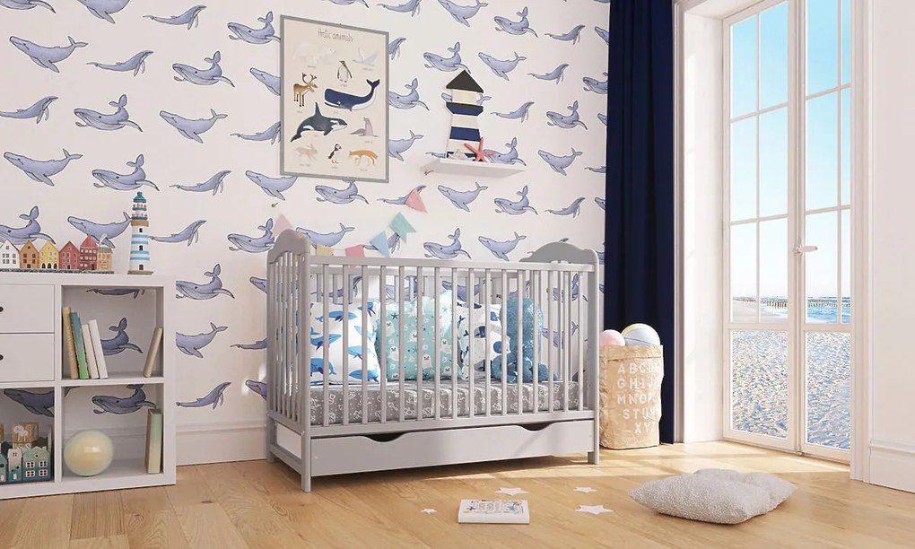 Lettino per bambini Alek con sbarre rimovibili - grigio - lettino senza spazio di archiviazione 120x60 cm