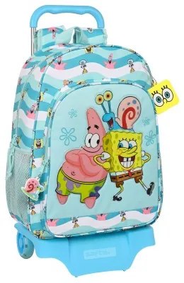 Trolley per la Scuola Spongebob Stay positive Azzurro Bianco (33 x 42 x 14 cm)