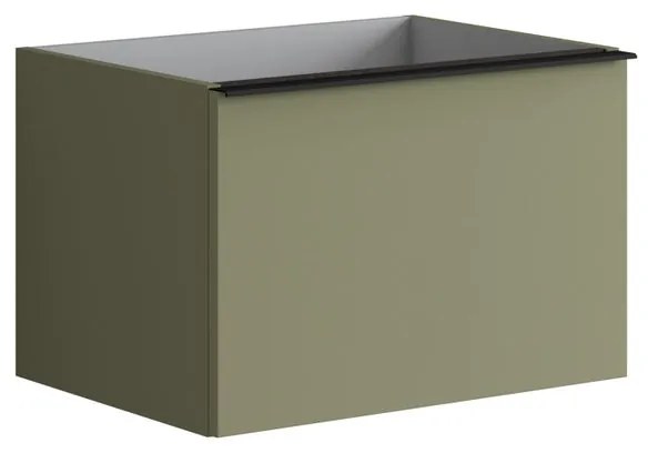 Mobile da bagno sotto lavabo Pixel plain laccato opaco verde salvia e maniglia alluminio nero L 60 x H 40 x P 45.5 cm 2 cassetti, lavabo non incluso