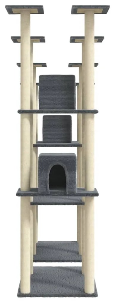 Albero per gatti con tiragraffi in sisal grigio scuro 174 cm