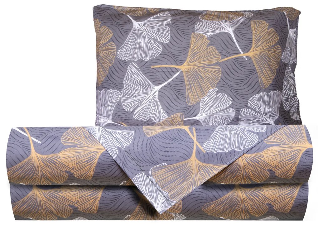 Completo letto singolo foglie ginkgo oro SmartDecoHome